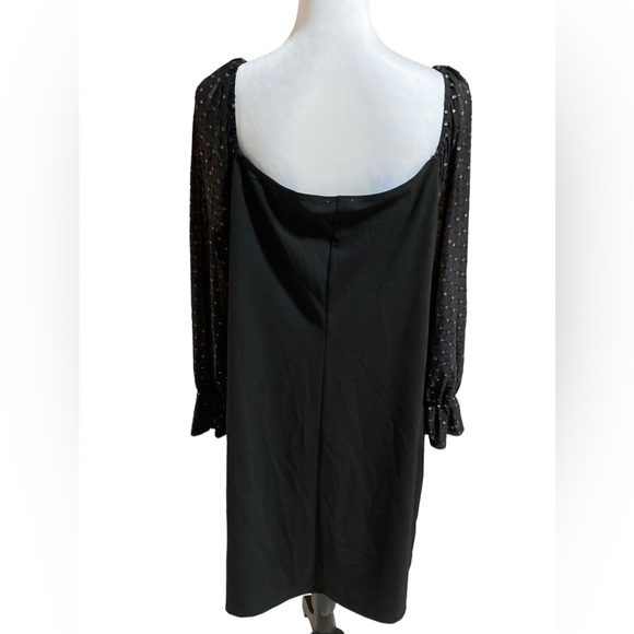 Lily Rose women’s junior plus size long black bodycon dress w/sheer poet sleeves - Picture 2 of 12